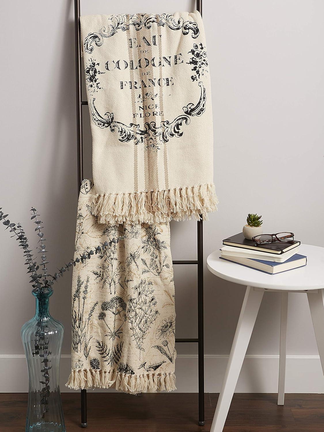 Botanical Printed Throw - Design Imports: Cotton, Hypoallergenic, Machine Washable, 50x60 inches