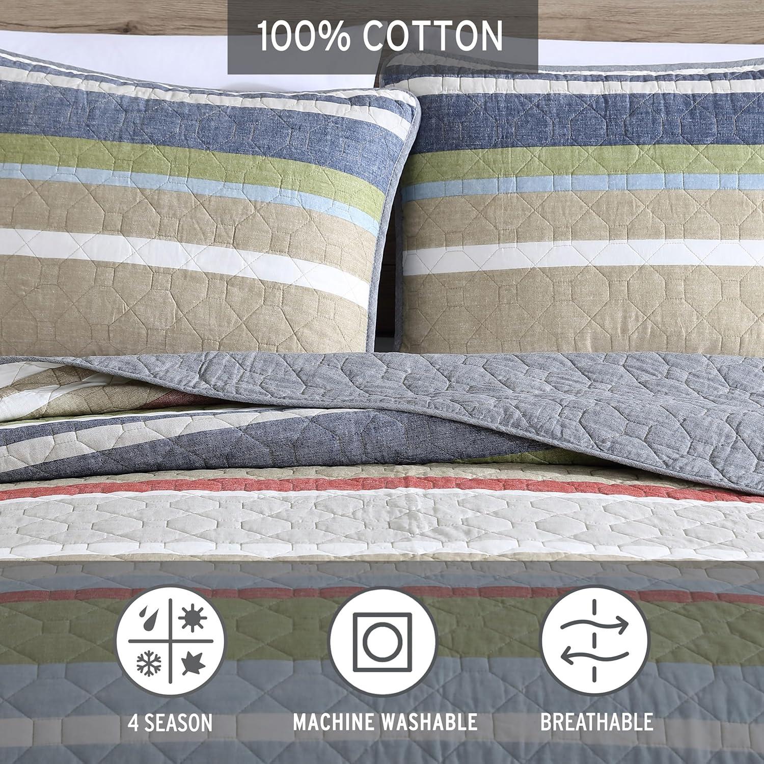 Gray Stripe Salmon Ladder Quilt Set - Eddie Bauer®