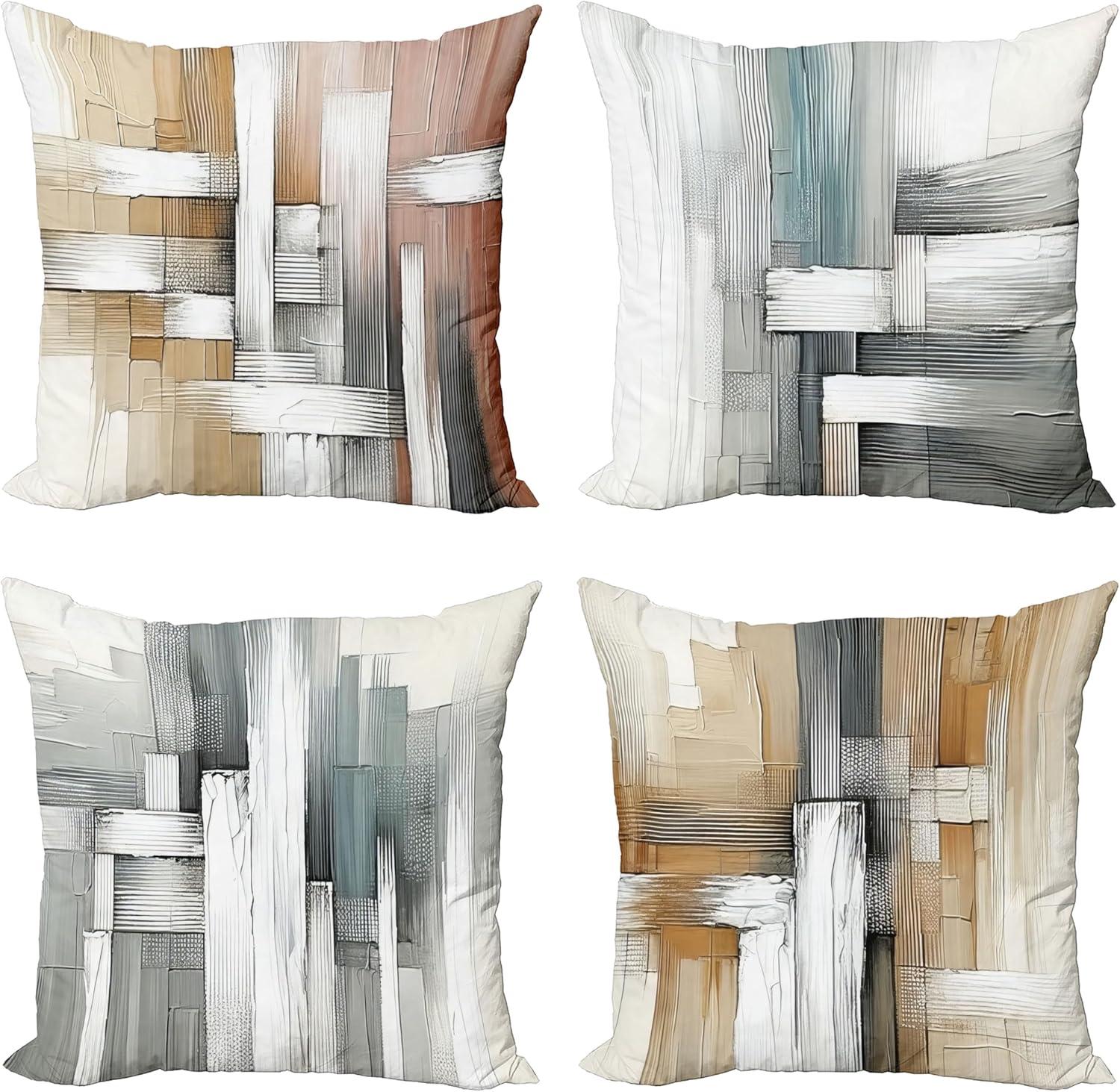 Amber Blue Grey And White Indoor/Outdoor Pillow Cover