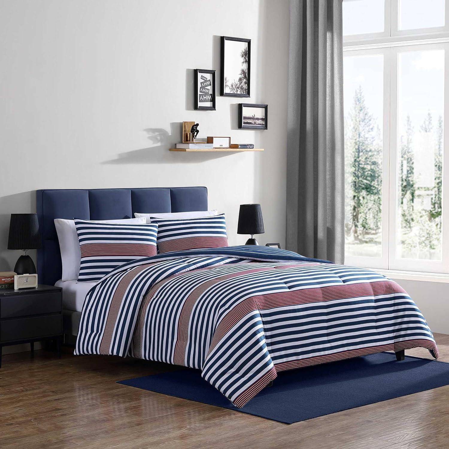 Nautica Kennedy Stripe Reversible Navy Comforter Set