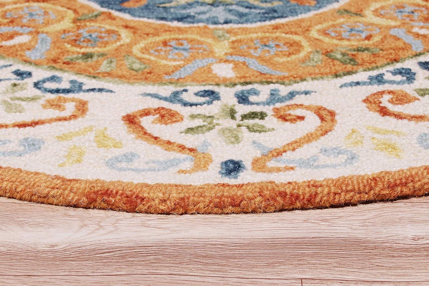 Ox Bay Southwest Leon Medallion Area Rug , Orange / Cream / Blue / Green, 6 ft. Round