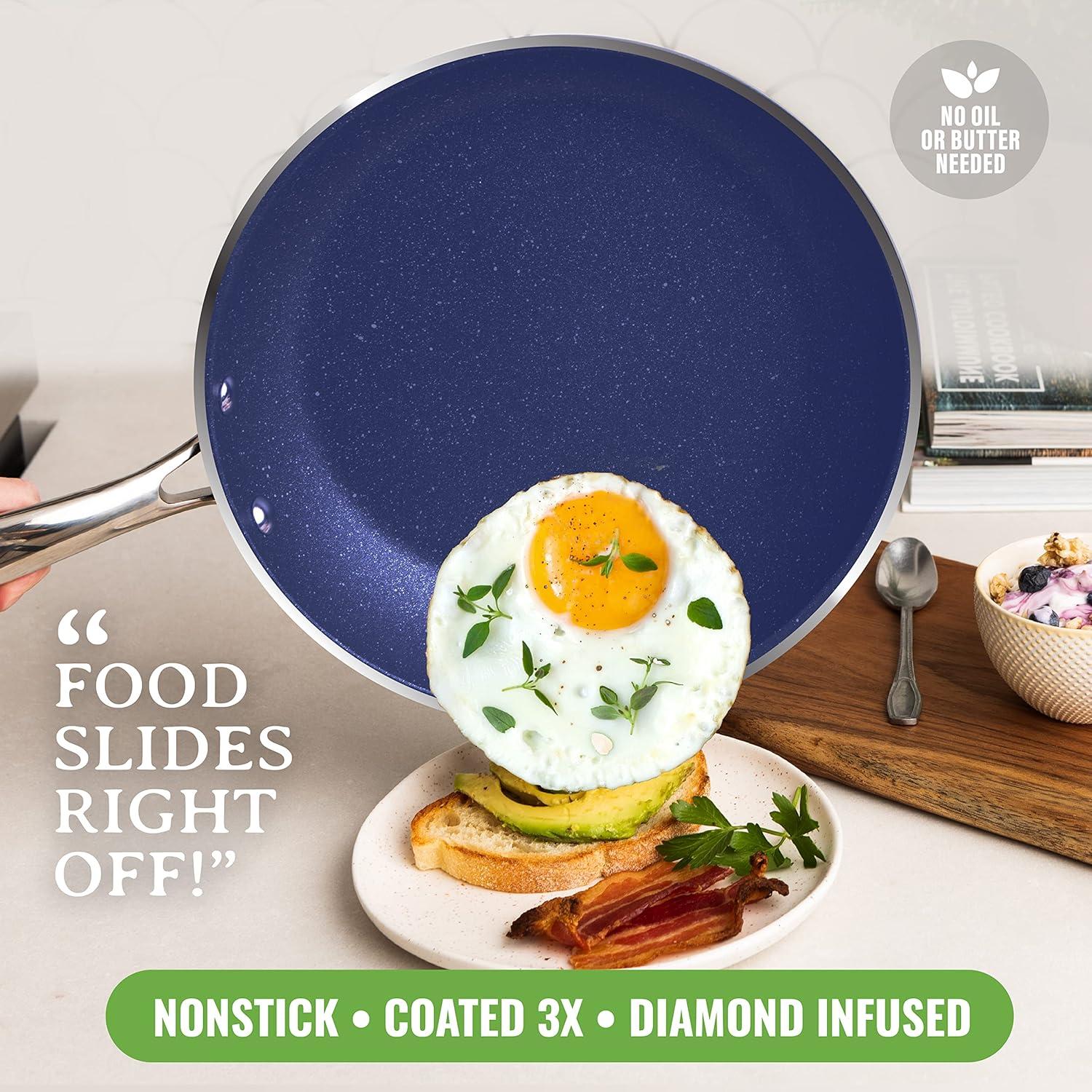 Blue Nonstick Aluminum Kitchen Spoon Set with Stainless Steel Handles