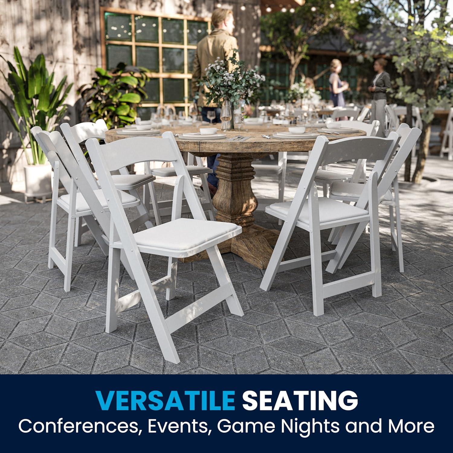 Flash Furniture 2 Pack HERCULES Series White Wood Folding Chair with Vinyl Padded Seat