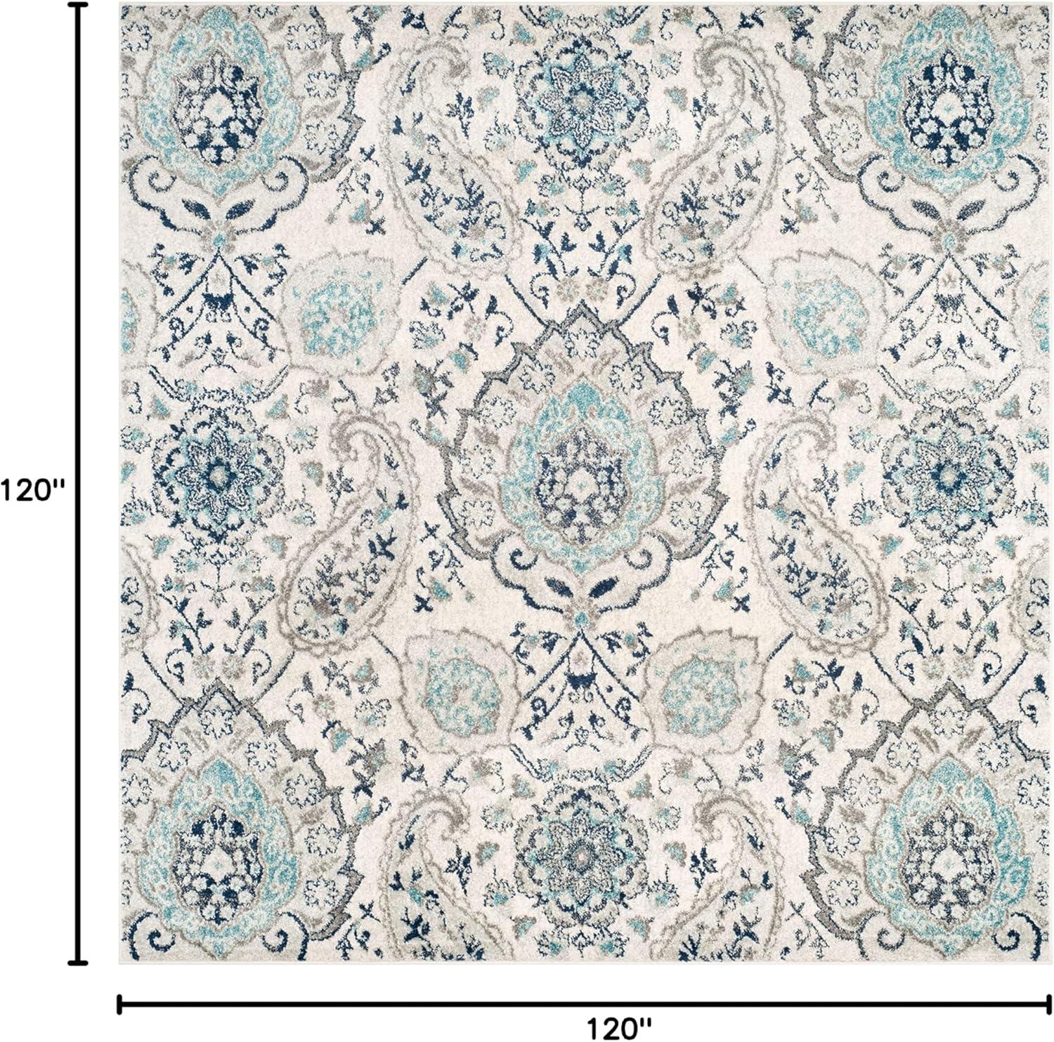SAFAVIEH Madison Hope Floral Paisley Area Rug, Cream/Light Grey, 10' x 10' Square