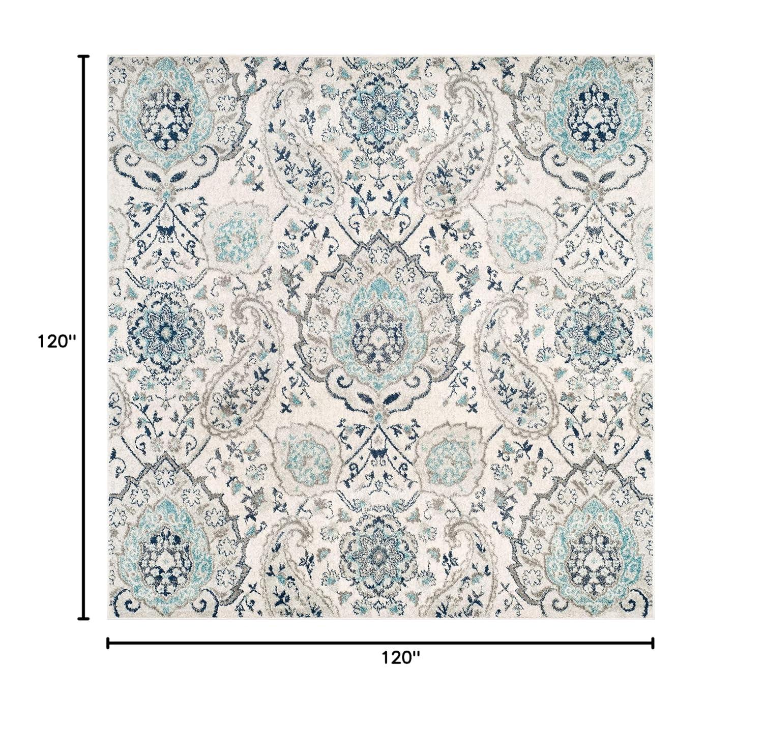 SAFAVIEH Madison Hope Floral Paisley Area Rug, Cream/Light Grey, 10' x 10' Square
