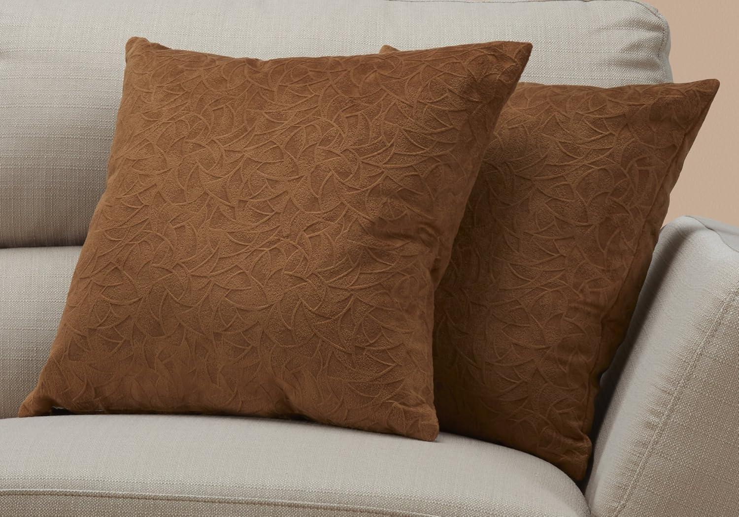 Monarch Specialties Inc. Pillows, Set Of 2, 18 X 18 Square, Insert Included, Accent, Sofa, Couch, Bedroom, Polyester (Set of 2)