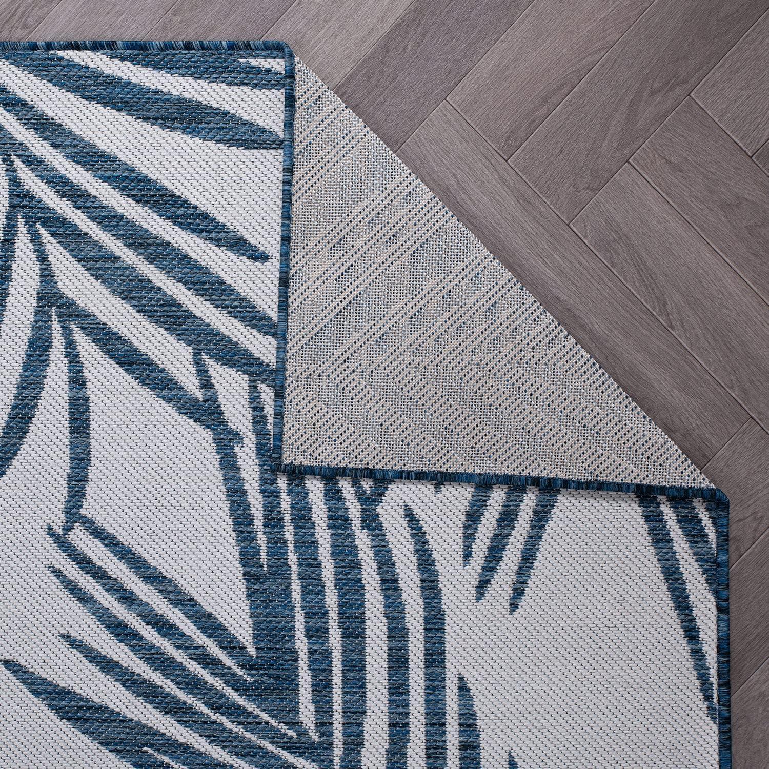 World Rug Gallery Contemporary Distressed Leaves Textured Flat Weave Indoor/Outdoor Area Rug - NAVY 7'10"X10'