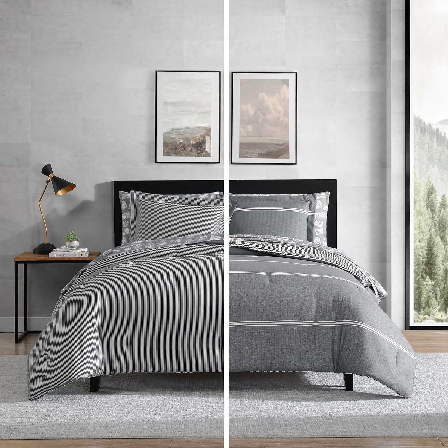 Eddie Bauer Eddie Bauer Chevron And Stripes Grey Bonus Bed Set