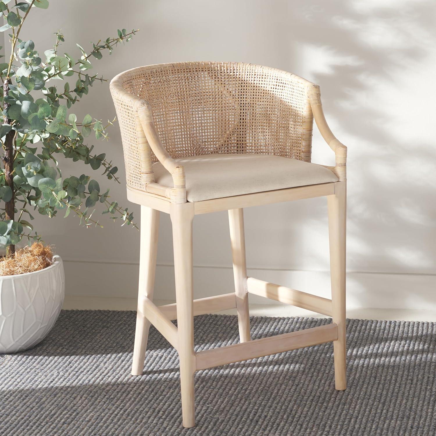 Brando Counter Stool - BST4000 - Natural/White Washed - Safavieh