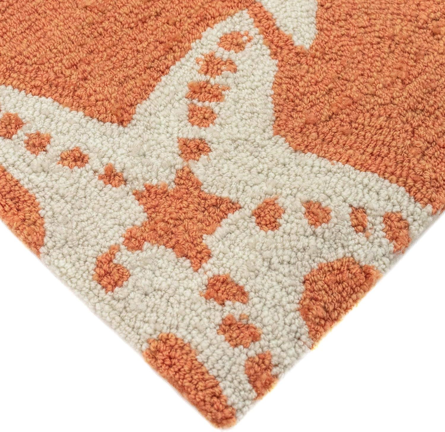 Hand-Tufted Coral and White Starfish Wool Rug