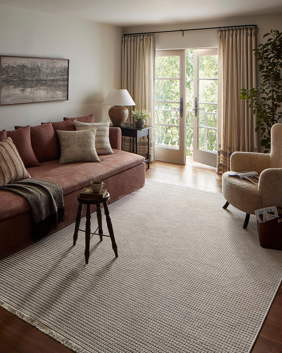 Malibu III Indoor / Outdoor Rug by Amber Lewis x Loloi - Ivory and Dove / 2'3" x 7'7" Runner