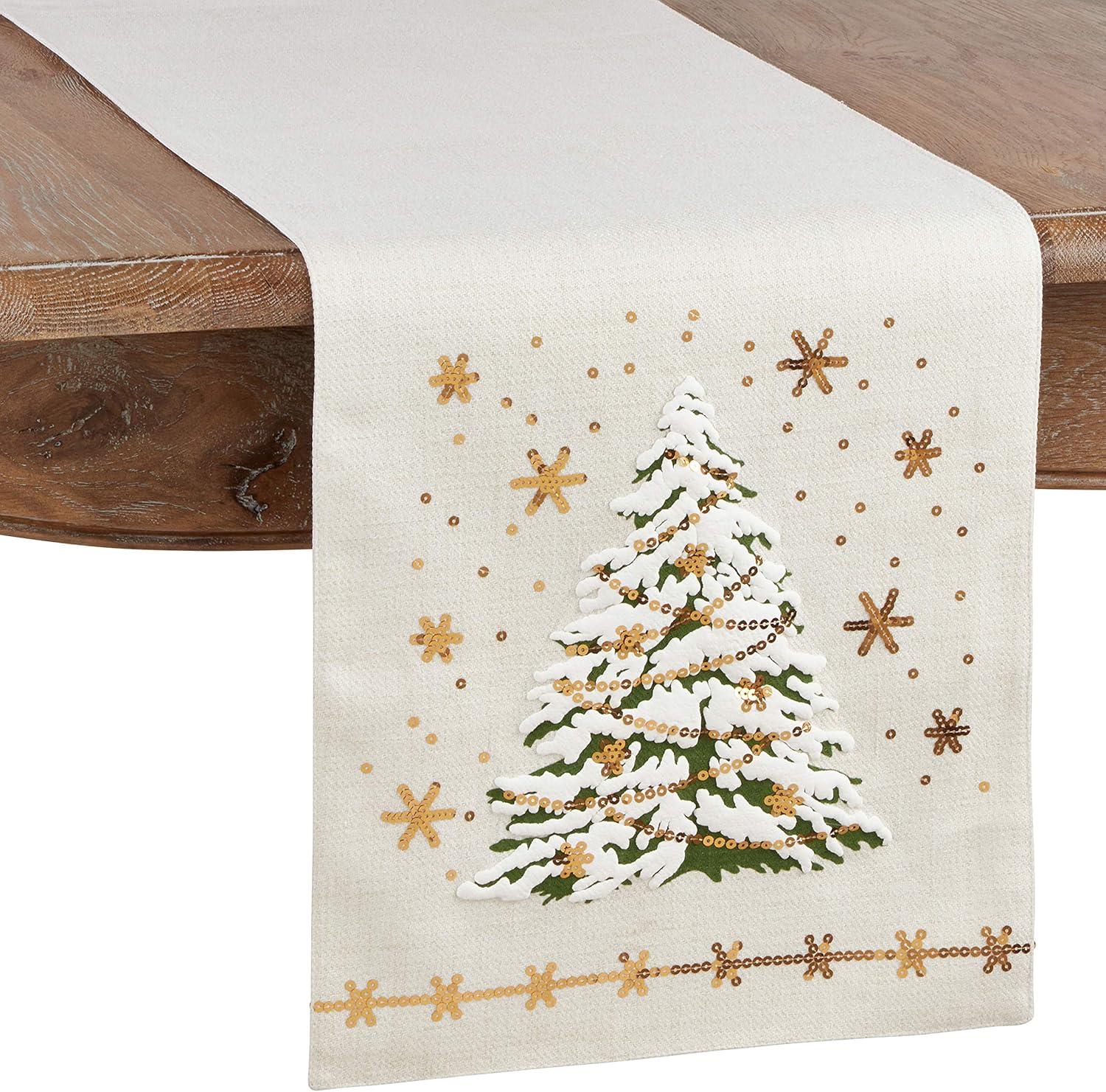 13"x72" Christmas Tree Runner White - Saro Lifestyle