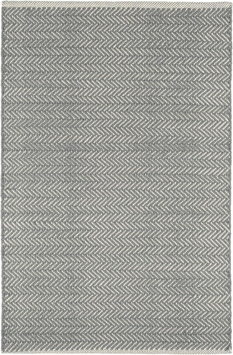Herringbone Swedish Blue Handwoven Cotton Rug