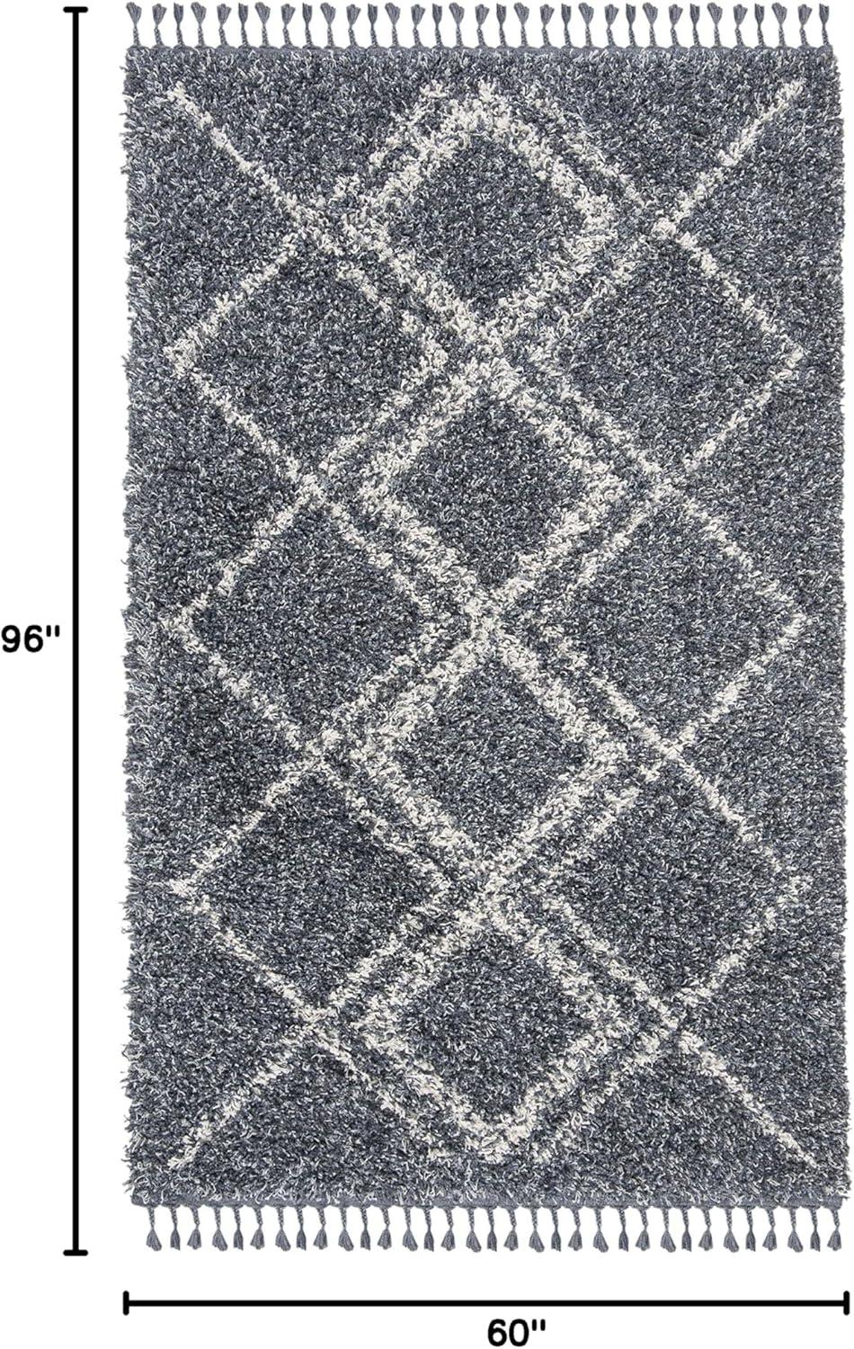 Pro Lux Shag PLX432 Power Loomed Area Rug - Blue/Creme - 5'x8' - Safavieh.