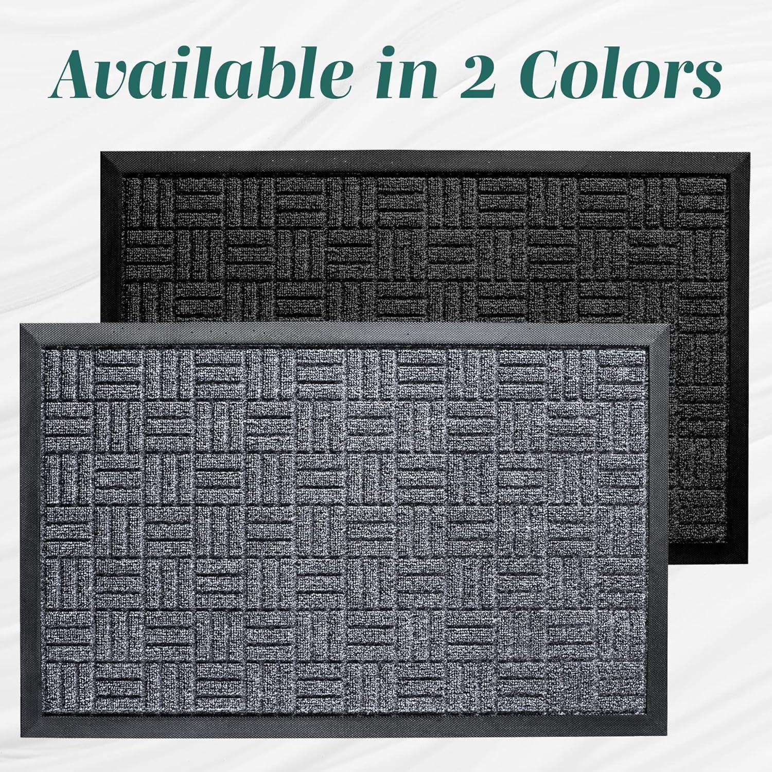 Front Door Mats, 2 Pc Set, 29.5 x 17, All Weather Entry and Back Yard, Indoor and Outdoor Safe, Slip Resistant Rubber Backing, Absorbent and Waterproof, Dirt Trapping Rugs for Entryway