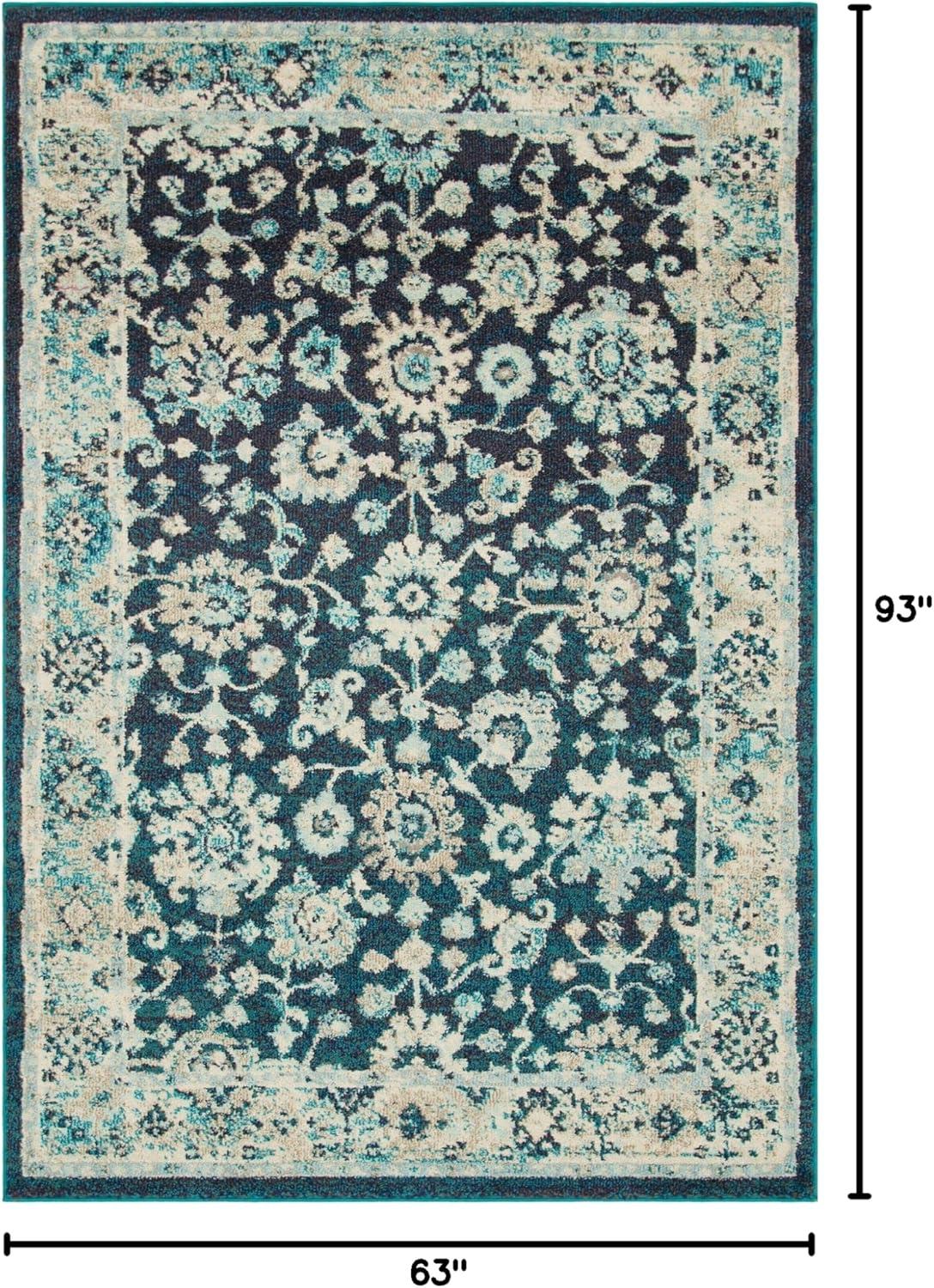 Unique Loom Penrose Collection Area Rug - Krystle (5' 3" x 8' Rectangle Navy Blue/Beige)