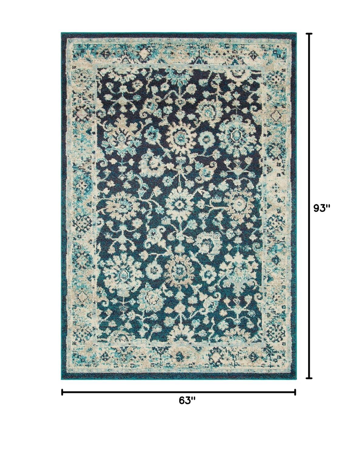 Unique Loom Penrose Collection Area Rug - Krystle (5' 3" x 8' Rectangle Navy Blue/Beige)