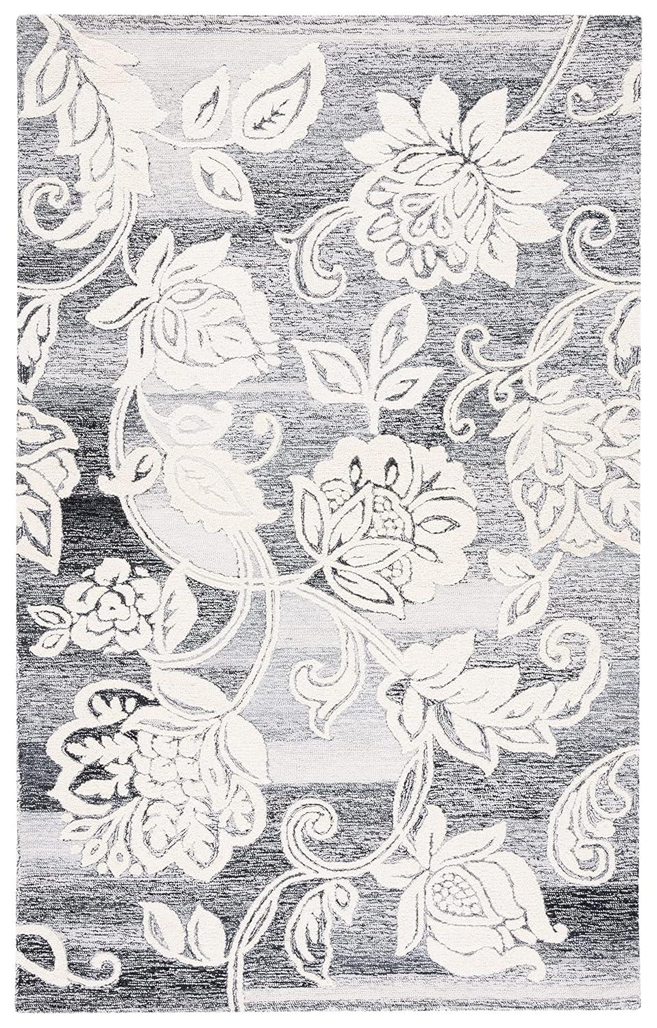 Jardin JAR731 Hand Tufted Area Rug - Black/Ivory - 5'x8' - Safavieh.