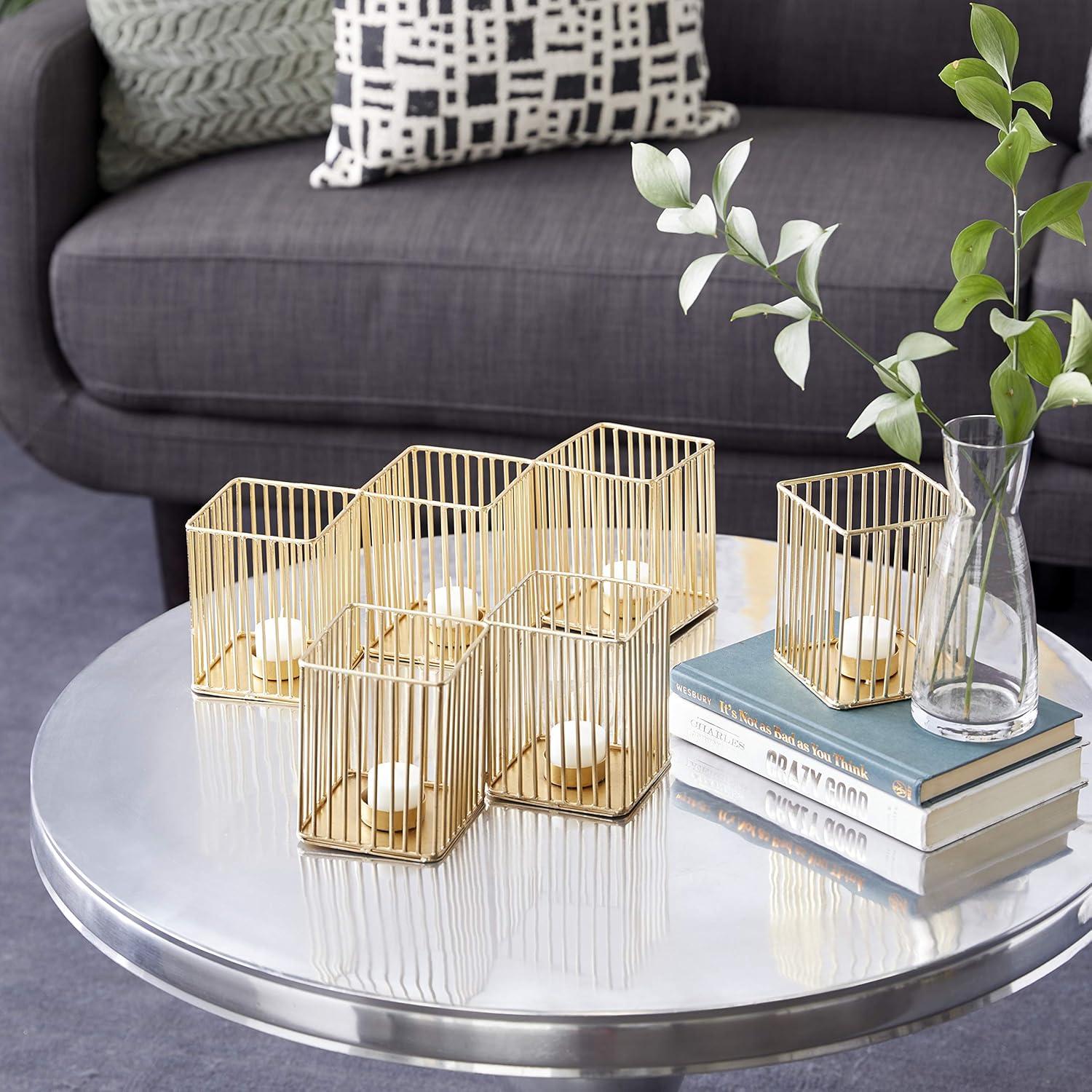 22" x 6" Round Glass Pillar Candle Holder Black - Olivia & May: Elegant Mantel Decor, 5-Unit Tray