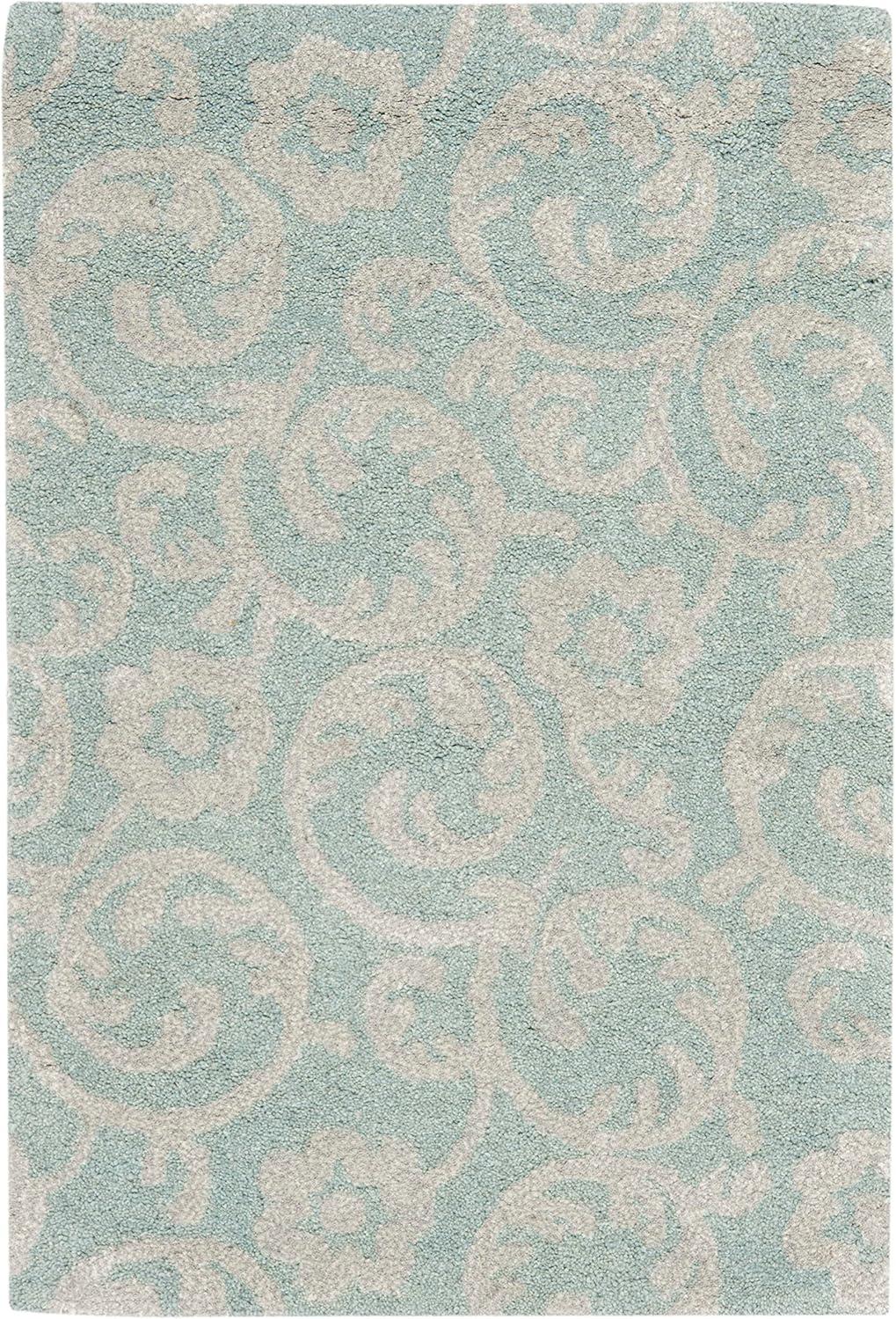 SAFAVIEH Soho Collection 2' x 3' Light Blue / Silver SOH415B Handmade Premium Wool & Viscose Accent Rug
