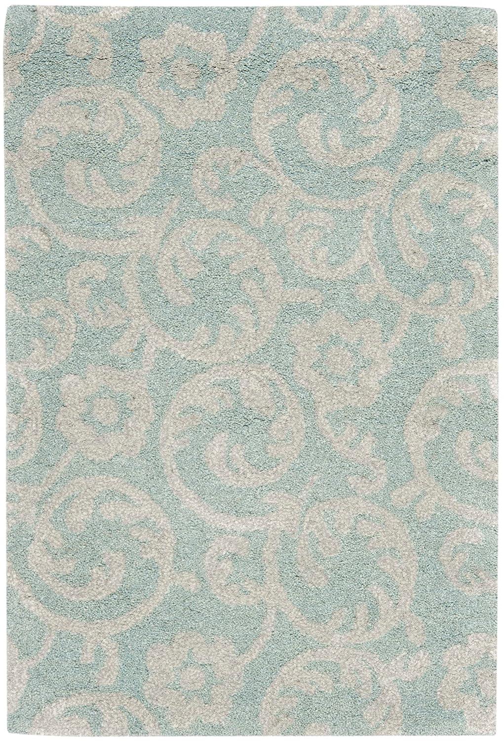 SAFAVIEH Soho Collection 2' x 3' Light Blue / Silver SOH415B Handmade Premium Wool & Viscose Accent Rug