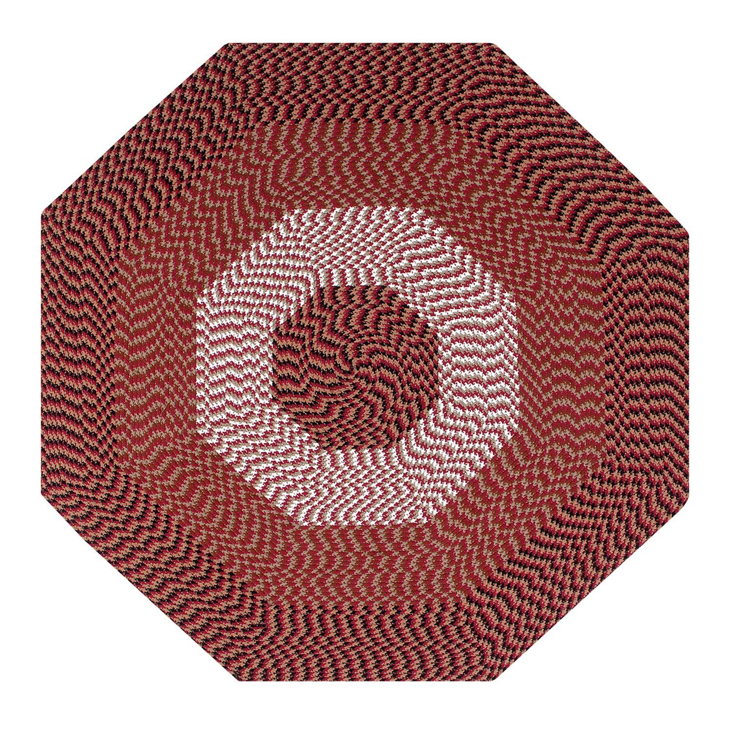 48" x 48" Alpine Collection Burgundy Stripe Reversible Indoor Area Utility Octagonal Rug - Better Trends