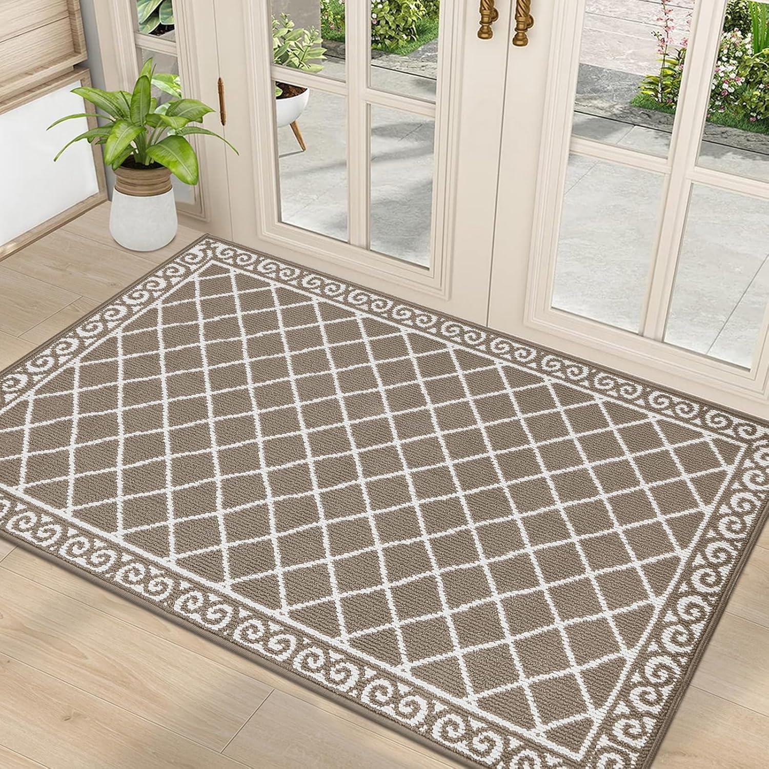 HEBE Indoor Door Mat 32"x48" Non Slip Front Door Welcome Mats Washable Shoe Mats Dirt Trapper for Entryway Low Profile Kitchen Carpet for Entrance Hallways Entrance Mat for Dogs