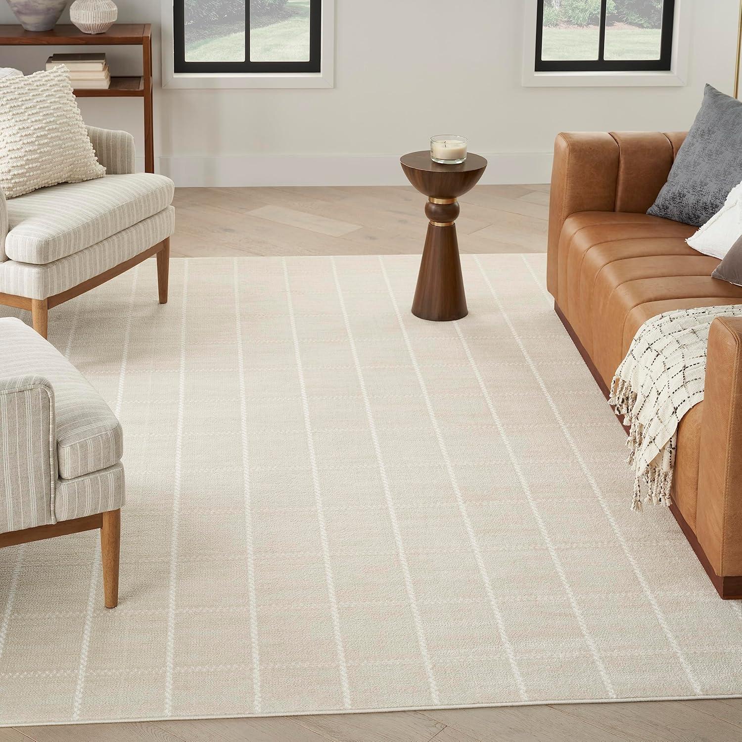 Nourison Serenity Home Contemporary Indoor Area Rug Ivory 5'3" x 7'3"