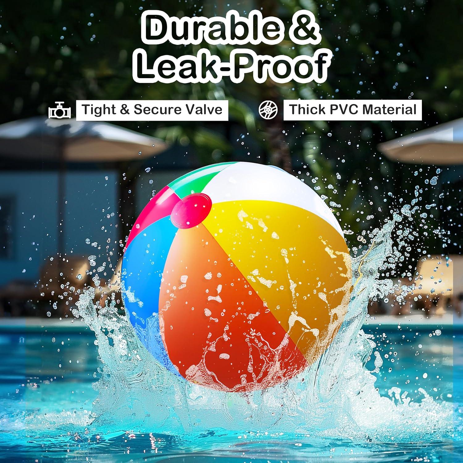 23 Pcs Rainbow Beach Balls Bulk Variety Pack - (10) 5-inch, (10) 12-inch, (3) 20-inch Sizes Large Beach Ball - Inflatable Vinyl Pool Toys for Kids, Themed Party & Pool Party Decorations