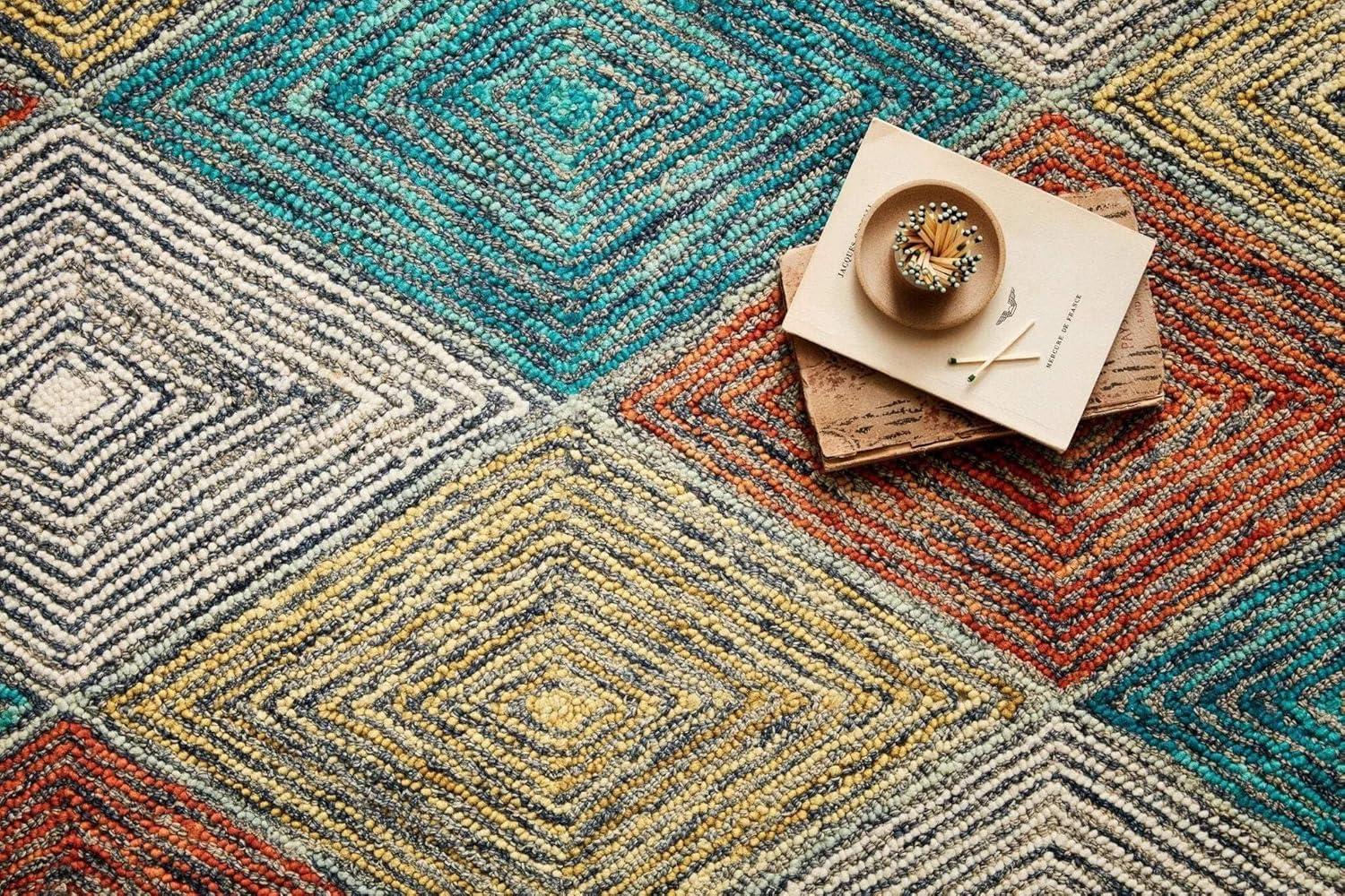 Handmade Geometric Sunset Ocean Wool Accent Rug