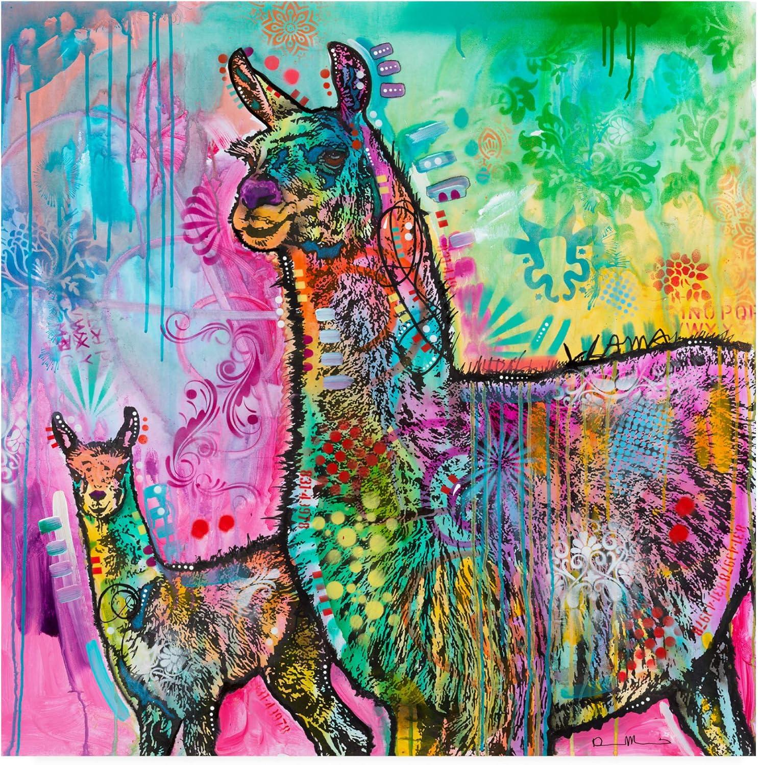 Dean Russo Colorful Llama 24x24 Wrapped Canvas Art