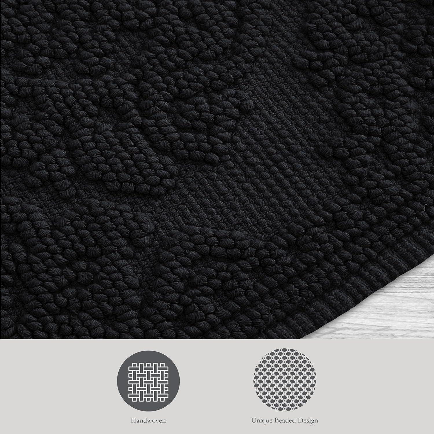 Jean Pierre Ricardo Cotton Fringe 2-Piece Bath Rug Set, Black