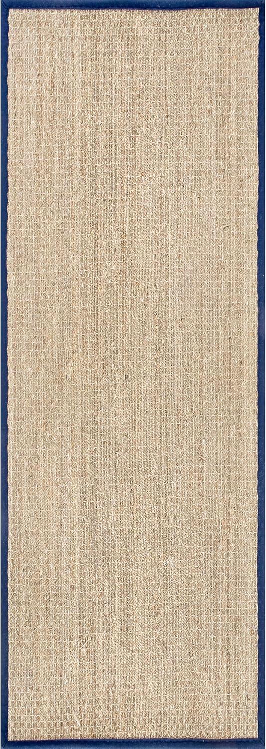 nuLOOM Elijah Seagrass Natural Runner Rug, 2' 6" x 8', Navy