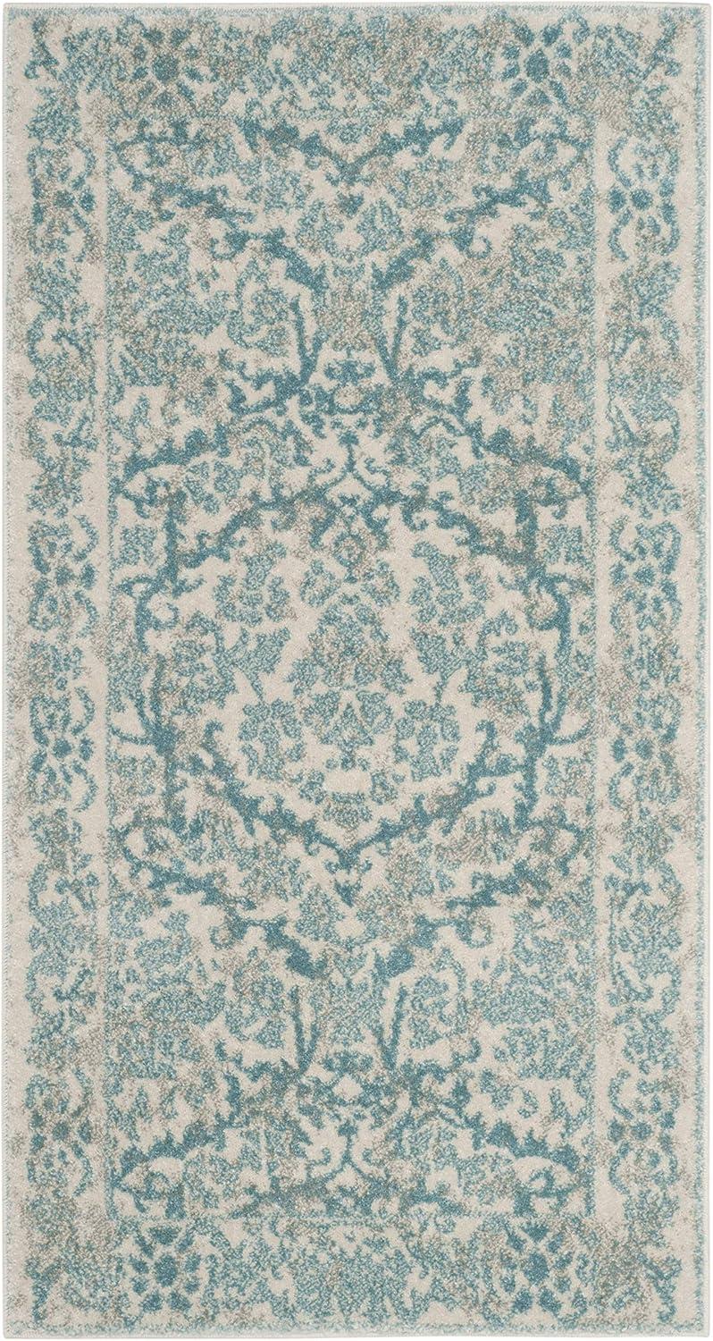 Evoke EVK242 Power Loomed Indoor Area Rug - Ivory/Light Blue - 4'x6' - Safavieh