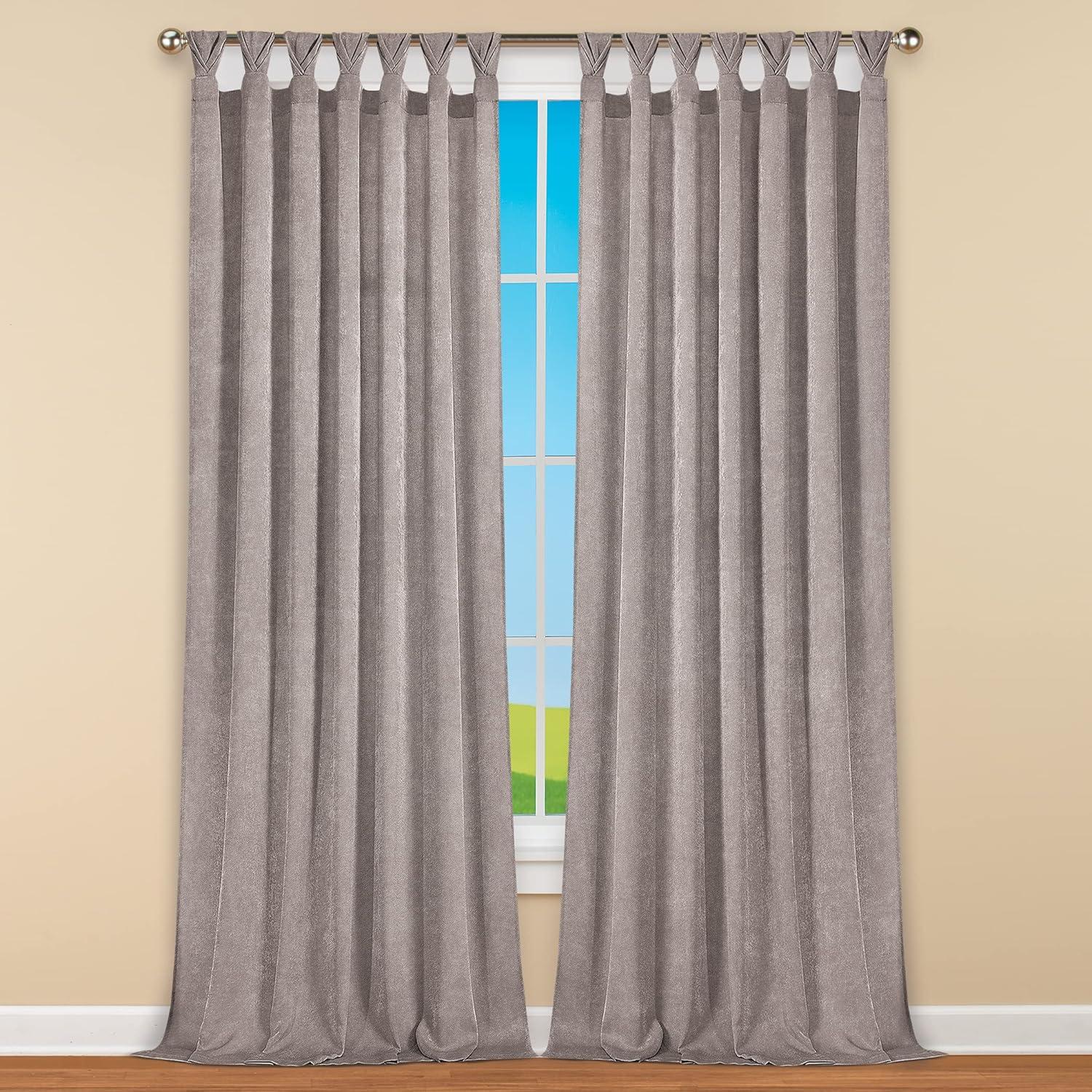 Achim Home Furnishing: Peri Window Curtain Panels with Tulip Tab Top, Taupe, 52" x 84"