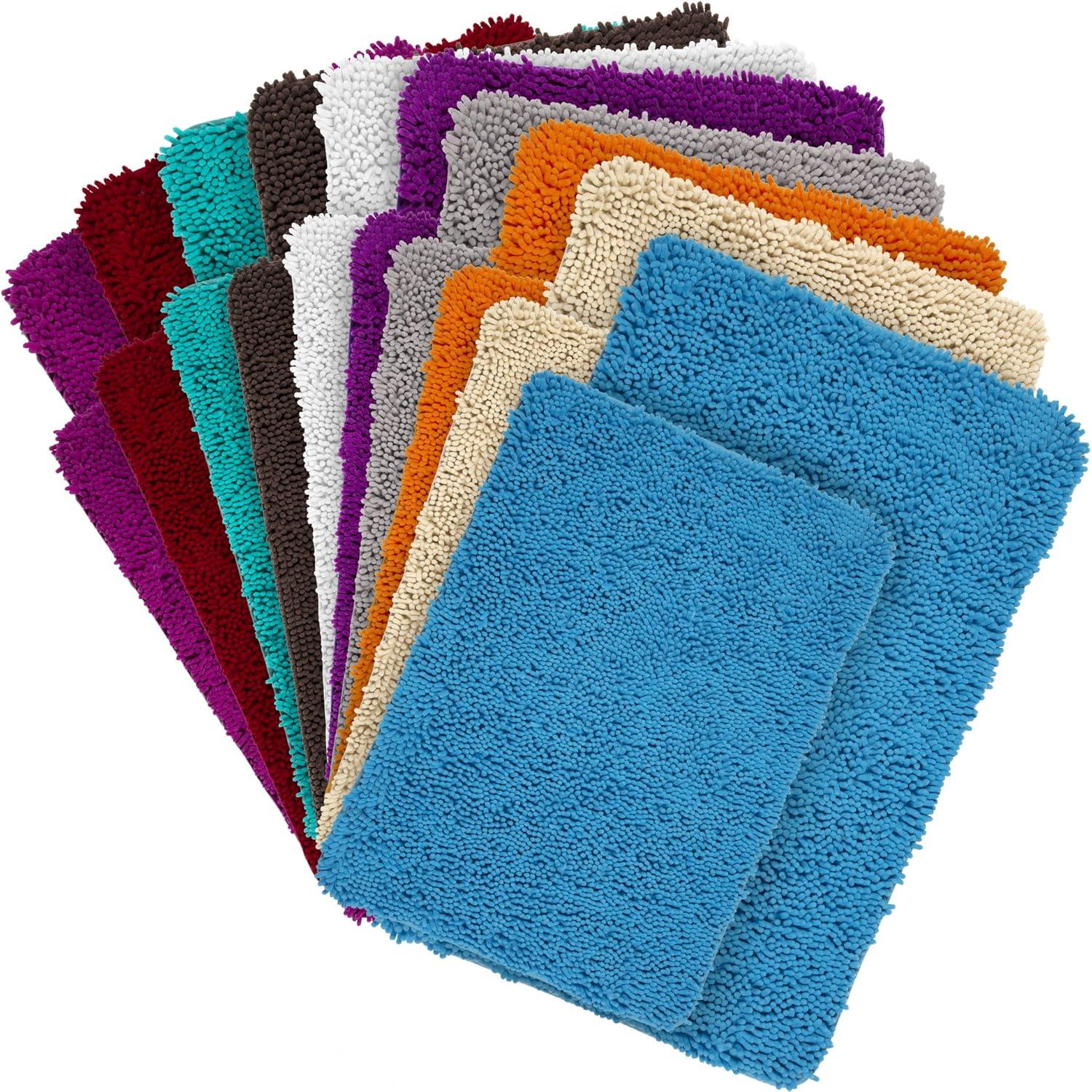 2-Piece Memory Foam Bathroom Set with Chenille Shag Top and Non-Slip Base by Lavish Home