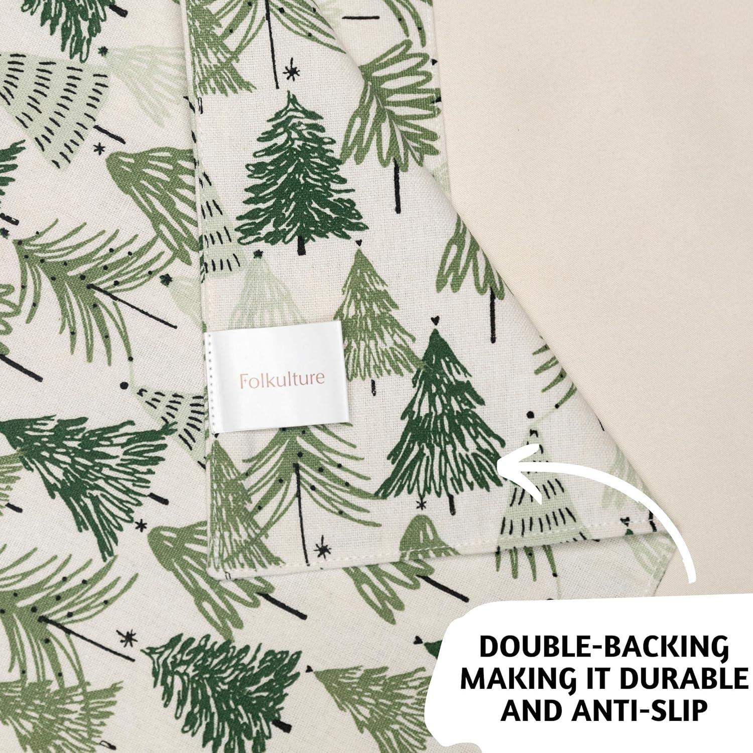 Folkulture Woven Placemats Set of 6, 100% Cotton Table Placemats Heat Resistant, Washable for Boho or Farmhouse Decor 14" x 19" (Christmas Story)