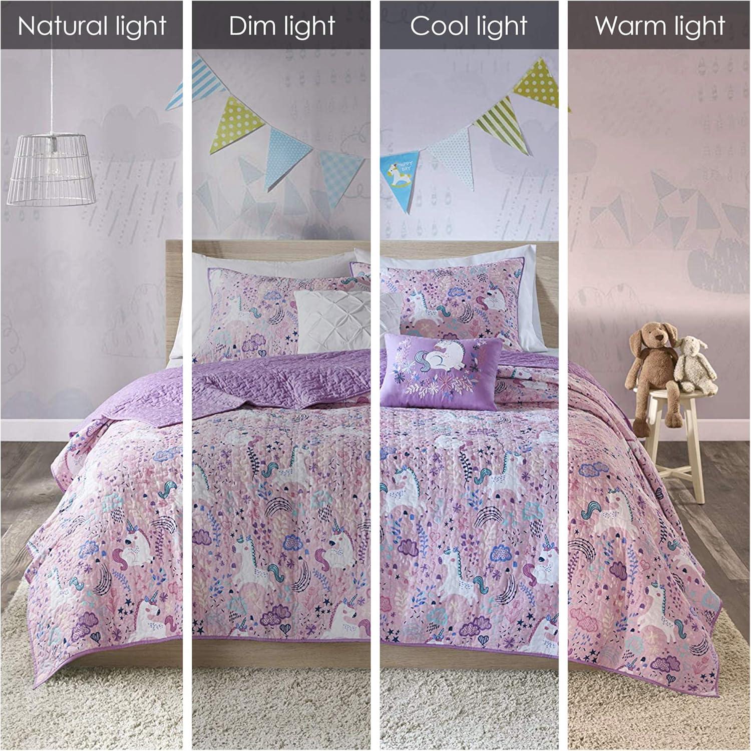 Urban Habitat Kids Lola Unicorn Reversible Cotton Quilt Set with Throw Pillows