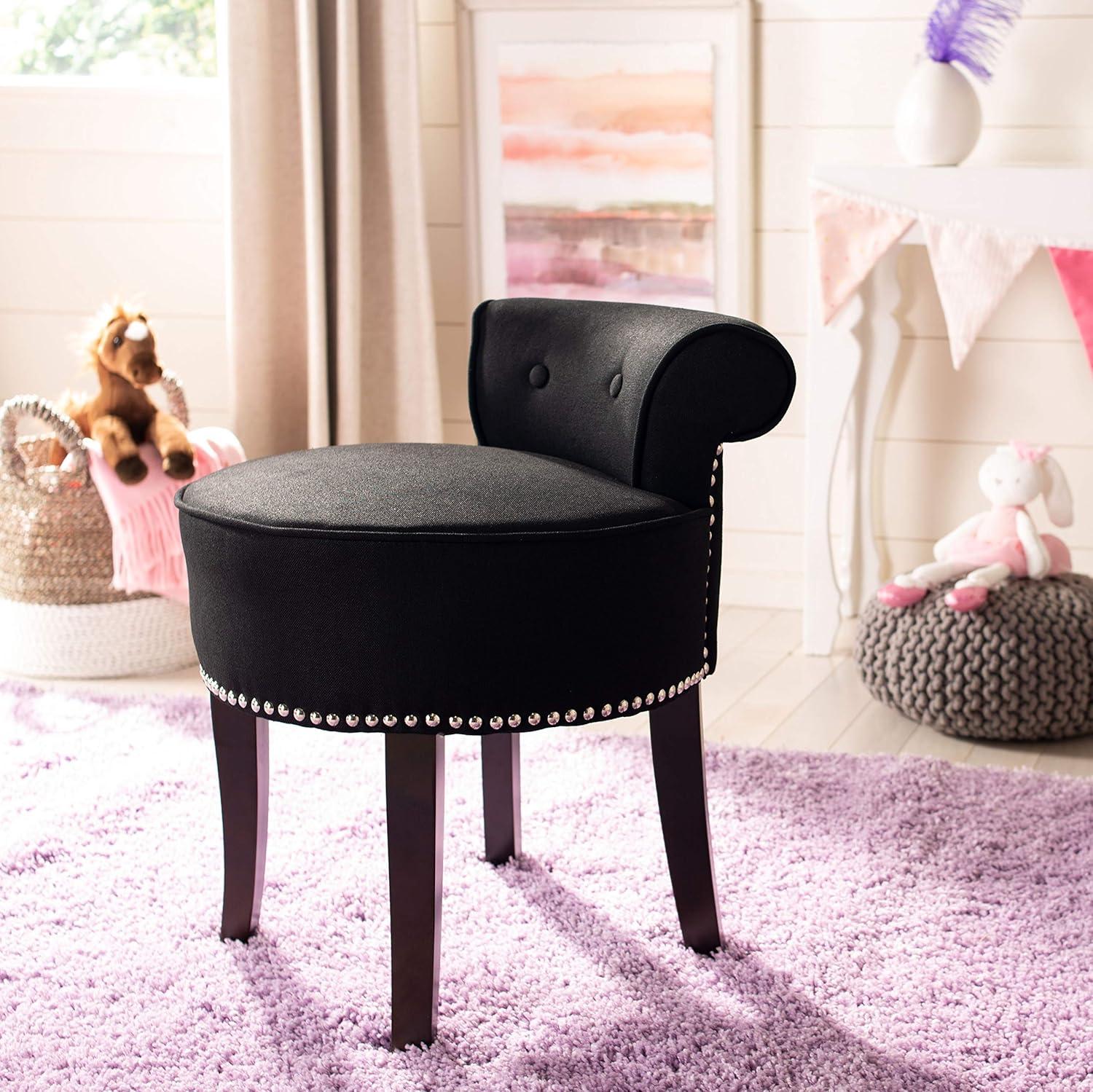 Safavieh Georgia Birch Wood Vanity Stool in Black