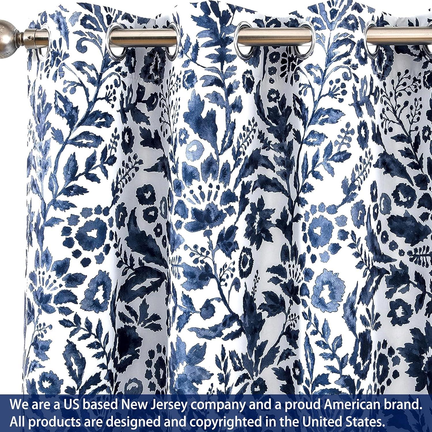 DriftAway Indoor and Outdoor Metal,Polyester Room Darkening Grommet Valances Blue,White,Multi-color 0.10 in x 52.00 in Set of 2