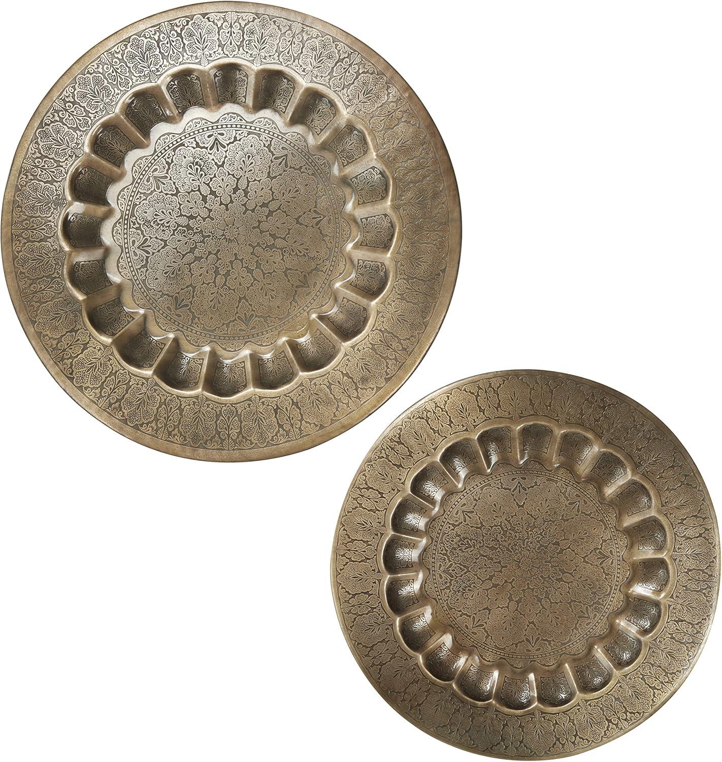 DecMode Indoor Bronze Metal Eclectic Wall Decor, Set of 2