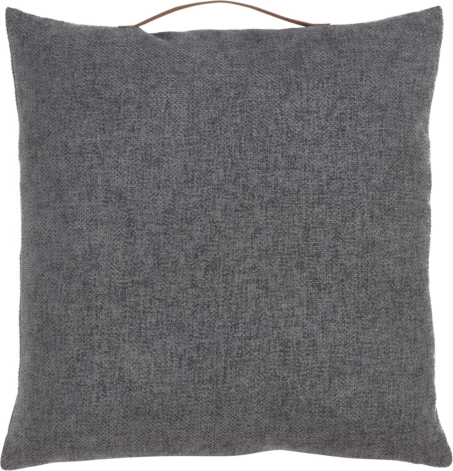 Slate Gray Chenille Square Throw Pillow with Handle