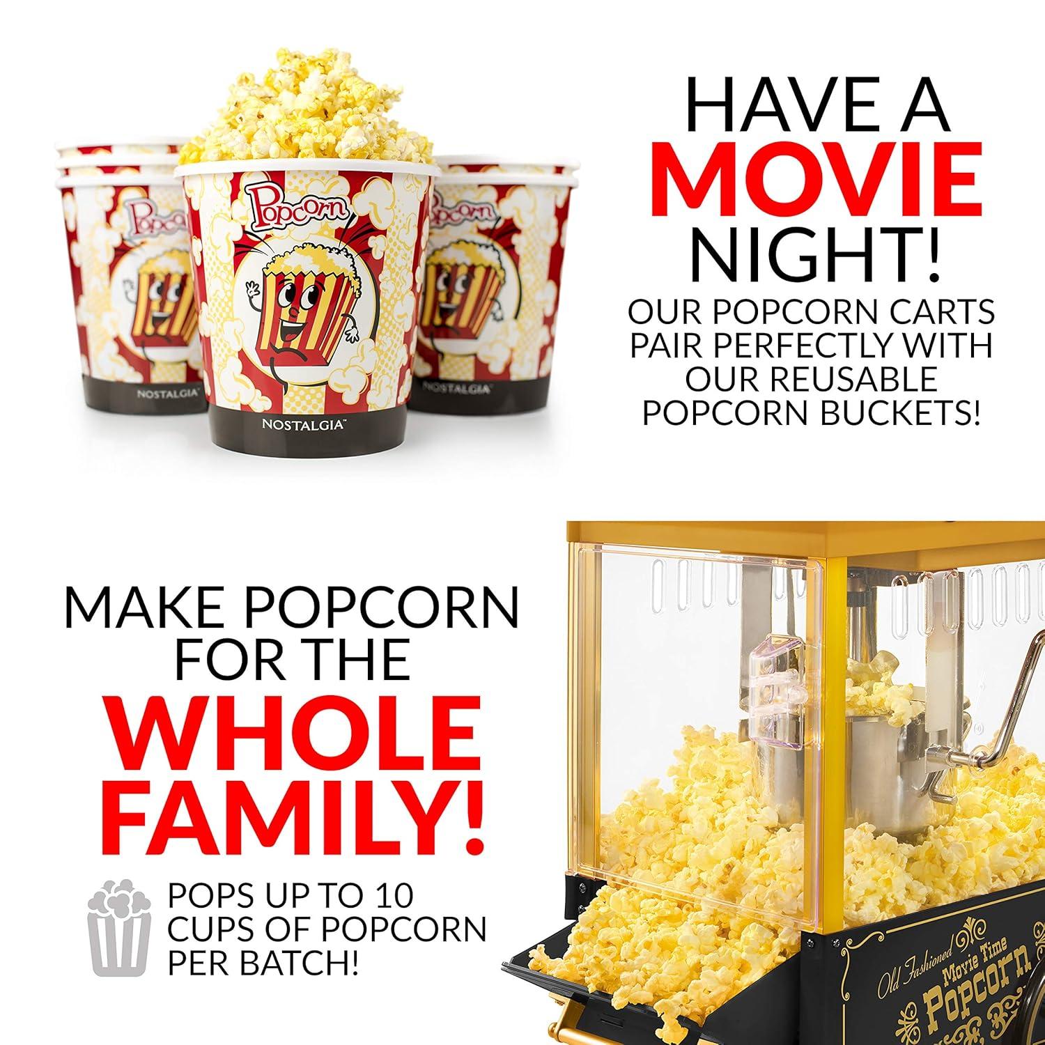 Nostalgia 2.5 oz Kettle Vintage Tabletop Popcorn Maker, Makes 10 Cups, Black/Gold, KPM528