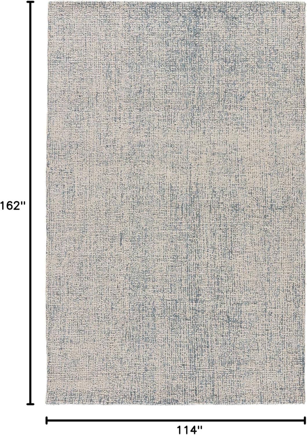 Light Grey & Real Teal Hand-Tufted Wool Area Rug 9'6"x13'6"