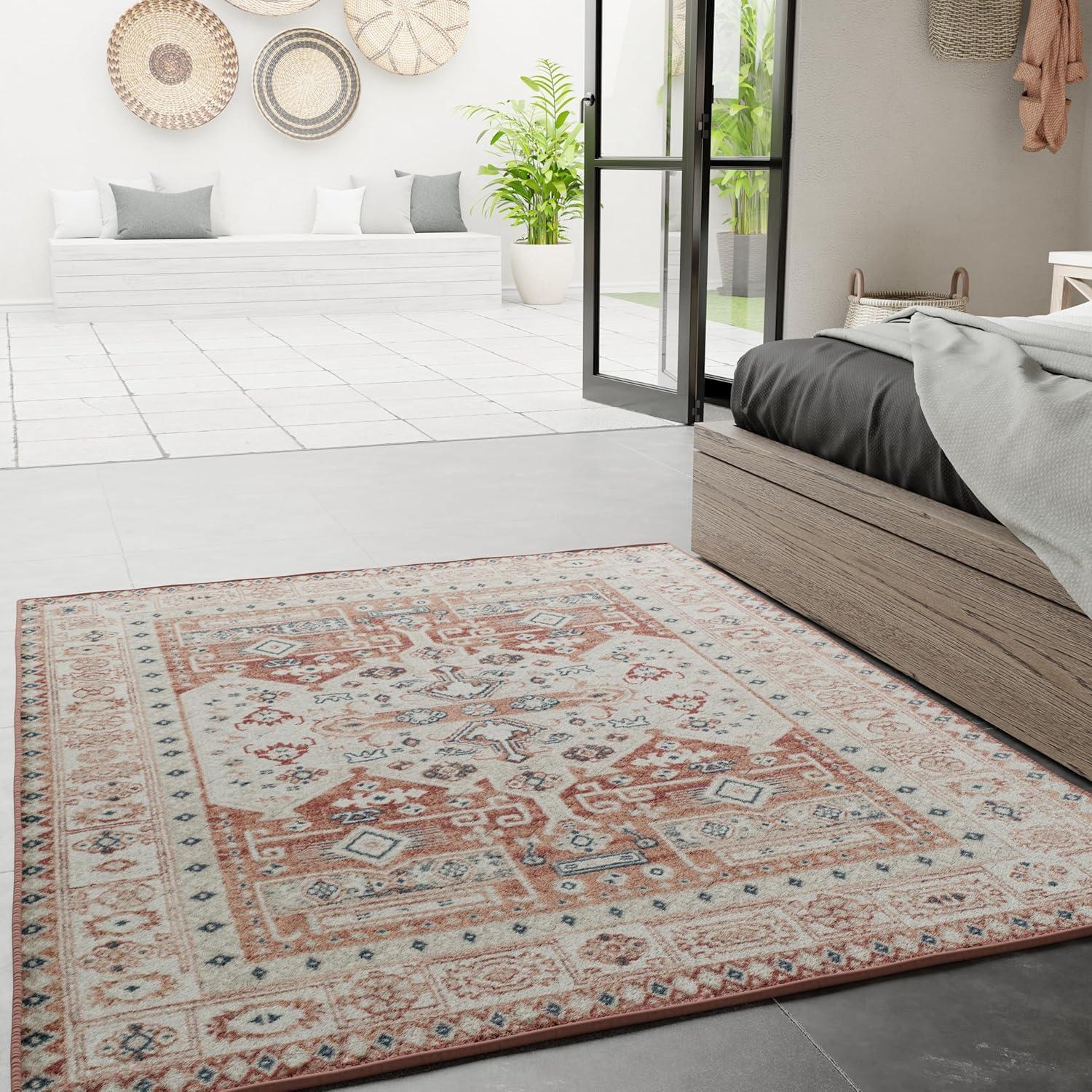 Rugs America Gallagher GL60A Sangria Koti Vintage Transitional Orange Area Rug for Dining Room Rug Neutral Rug Living Room Rug Kitchen, 2'6"x4'
