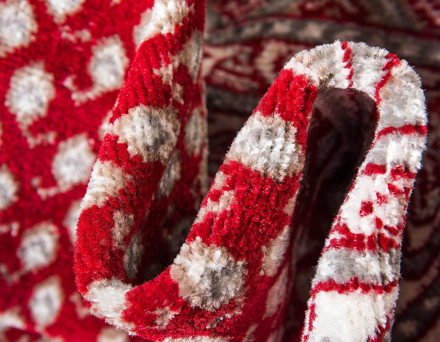 Vibrant Red Indoor Runner Rug with Easy-Care Synthetic Weave