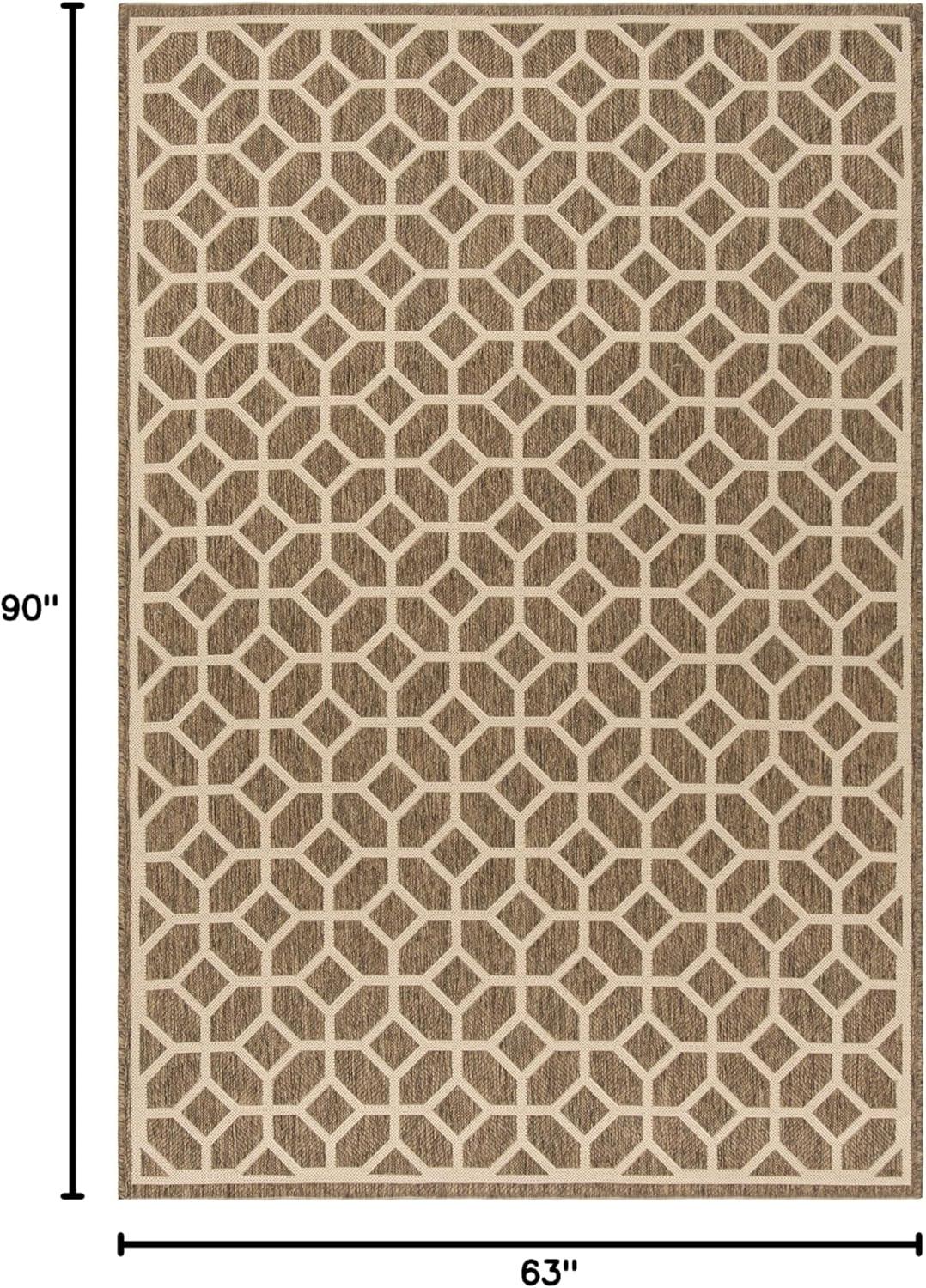 SAFAVIEH Beach House Kadri Geometric Indoor/Outdoor Area Rug, Beige/Cream, 5'3" x 7'6"