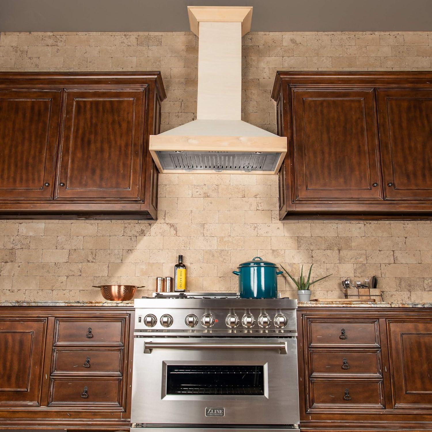 30" Wood 400 CFM Ducted Wall Mount Range Hood