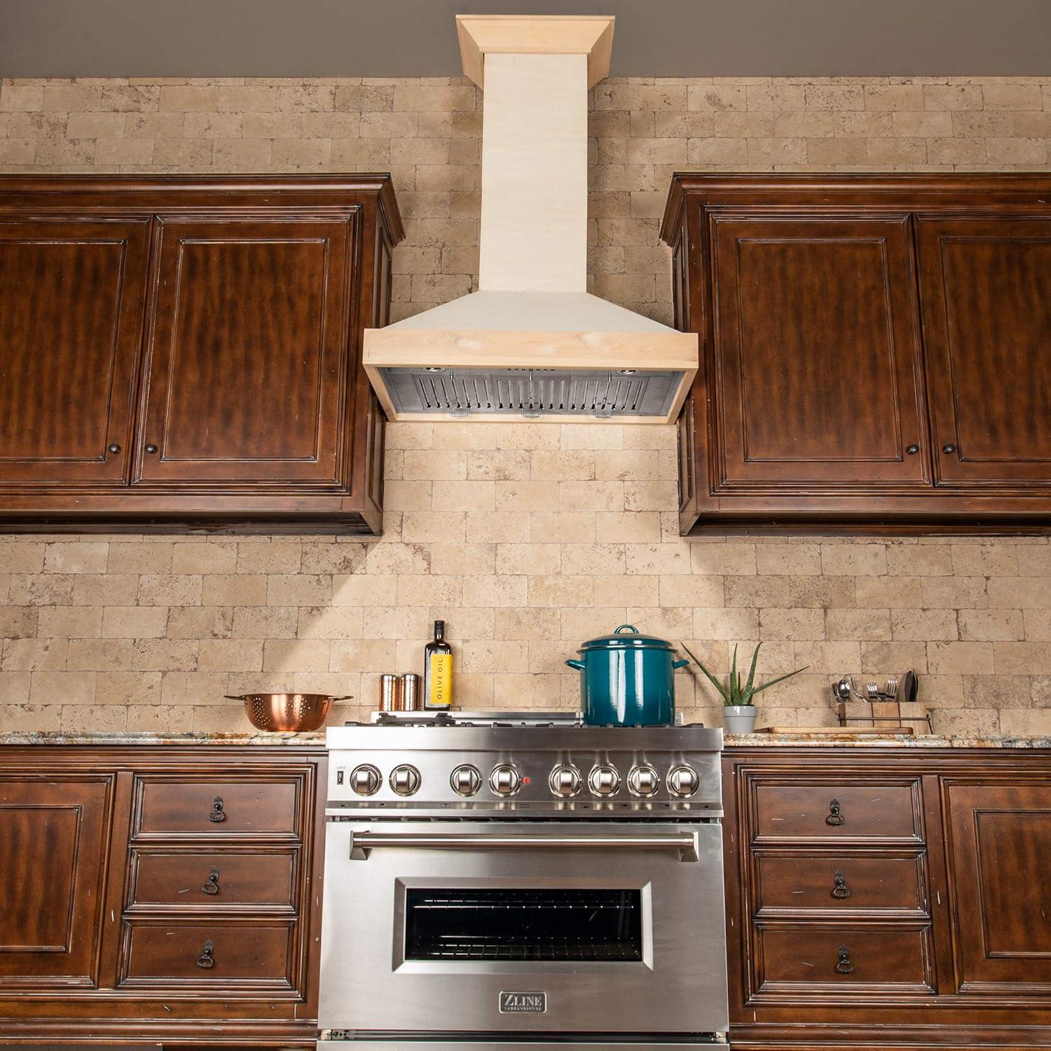 ZLINE 30 in. Convertible Vent Wooden Wall Mount Range Hood in Antigua & Walnut