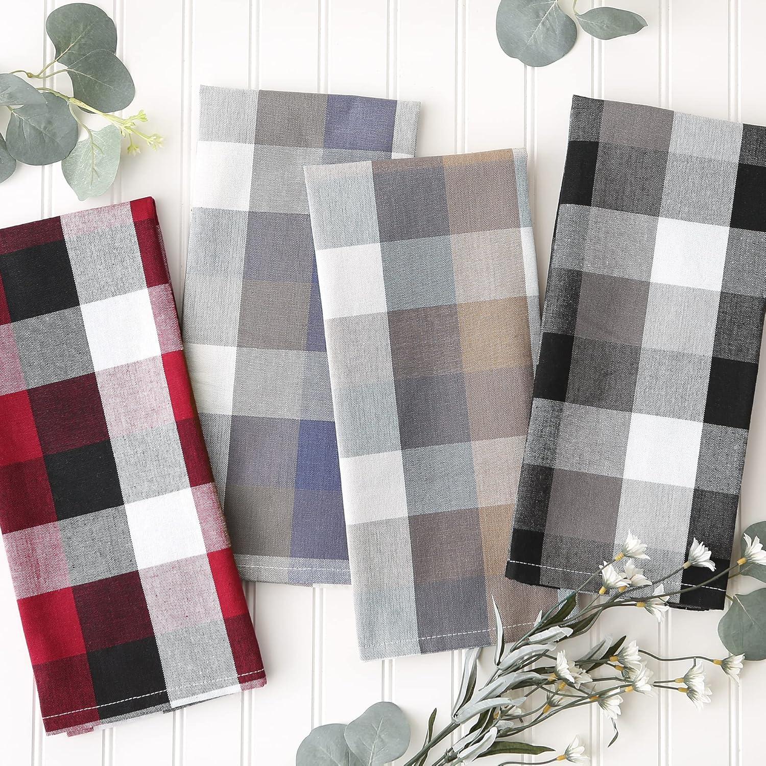 Rustic Multicolor Cotton Check Dish Towels Set